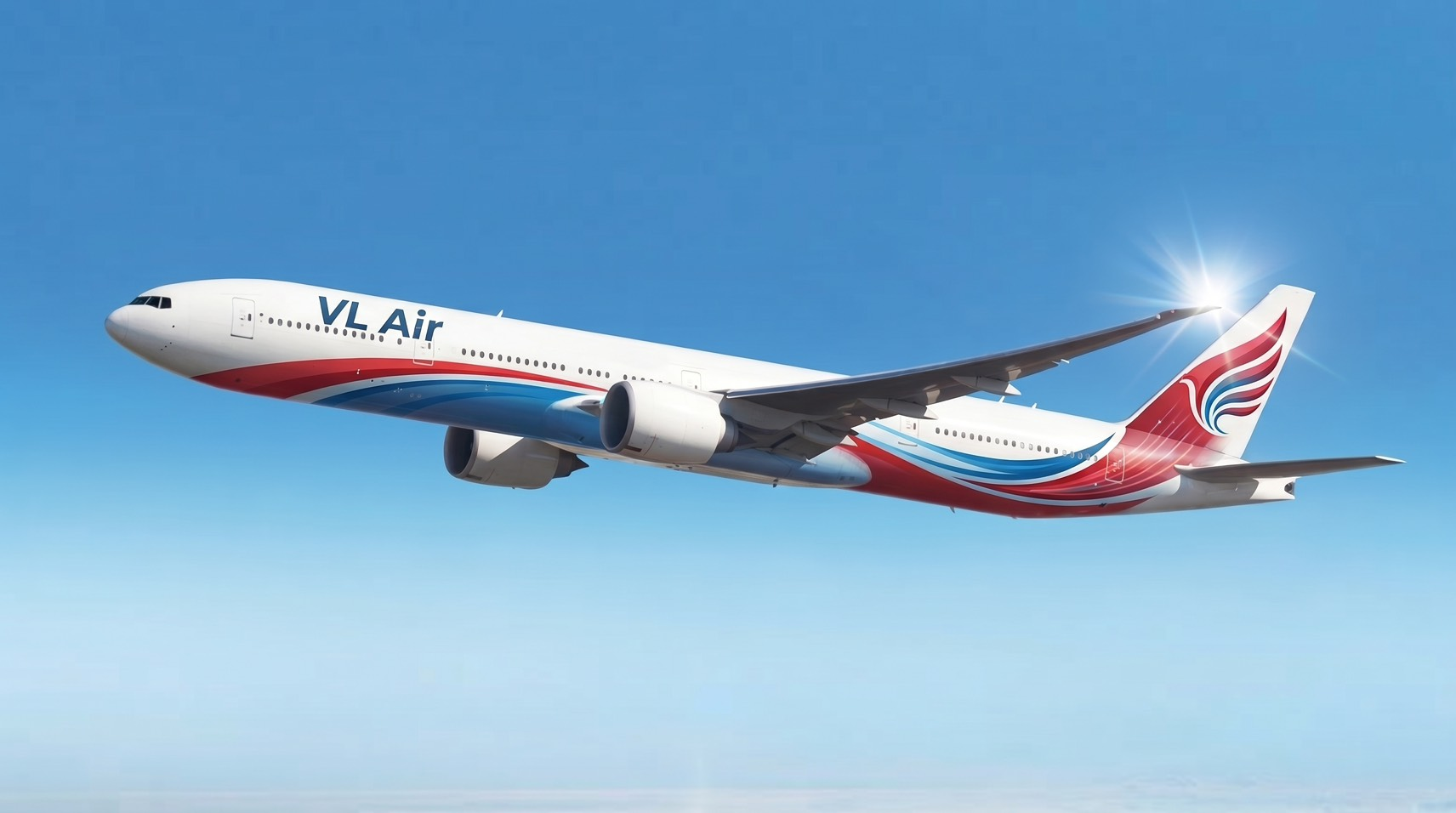 白い機体に赤いアクセントを施した旅客機